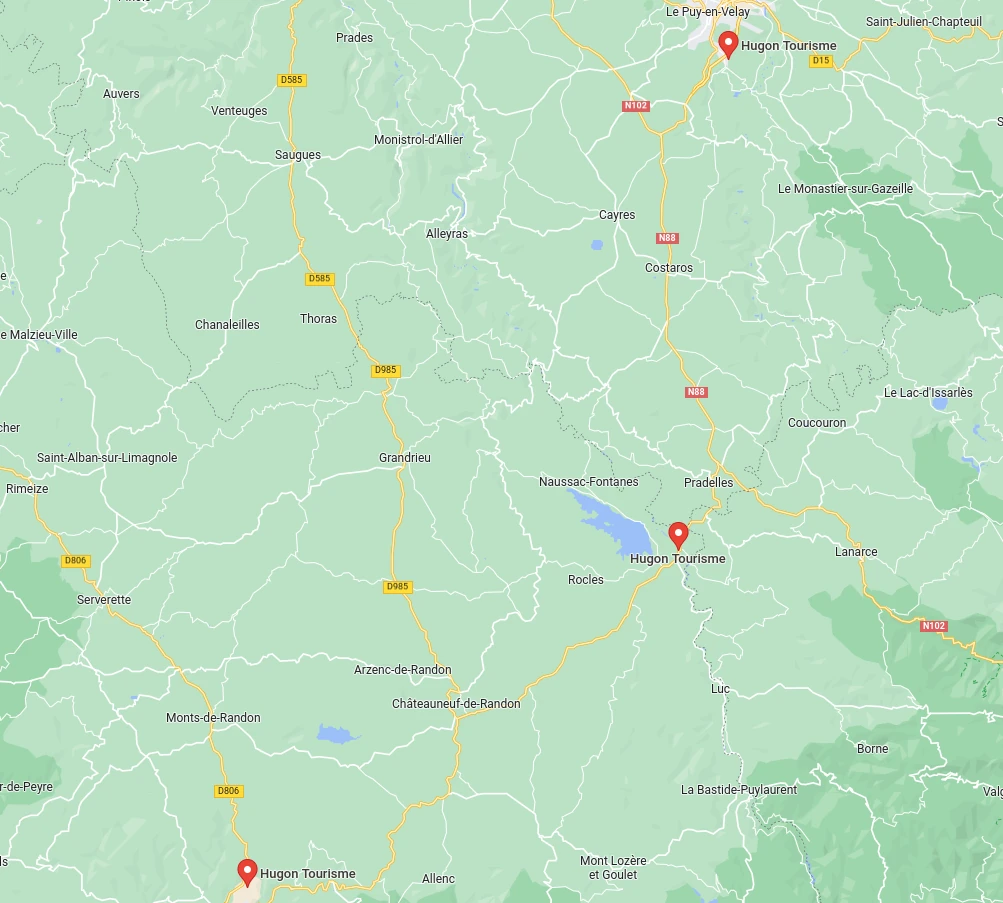 Voir les emplacement de hugon sur google map